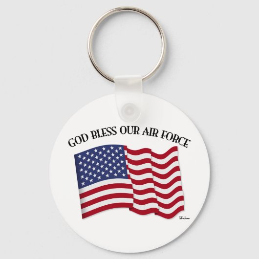 神は我々の空軍を米国の旗で祝福する キーホルダー (正面)
