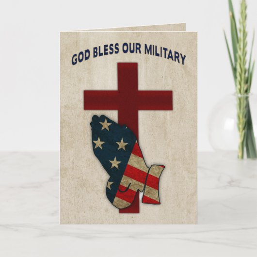 神は我々の軍隊を祝福祈し、手/旗 カード (正面)