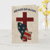 神は我々の軍隊を祝福祈し、手/旗 カード (黄色い花)