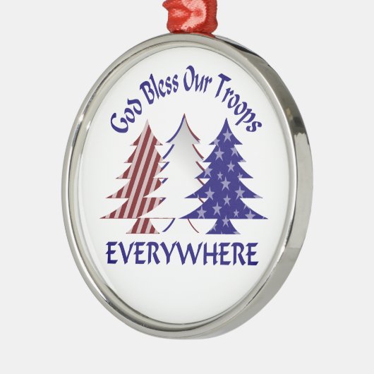 神は我々の軍隊を祝福軍隊クリスマス メタルオーナメント (左)