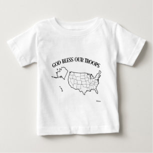 神は我々の軍隊を米国の輪郭で祝福する ベビーTシャツ