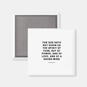 神は我々を持って与えいない | 2テモテ1:7黒 マグネット (正面/裏面)