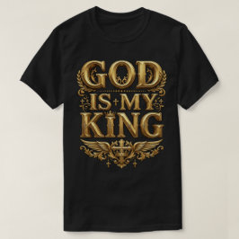 神は我が王 - 壮麗なゴールドのクリスチャンクロス Tシャツ