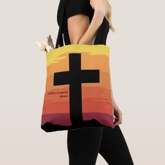 神は支配されている。イエス、十字架、聖書、宗教 トートバッグ (クローズアップ)