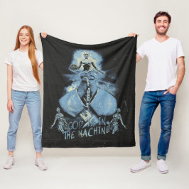 神は機械の中にある – テクノ – ディストピアデザイン フリースブランケット