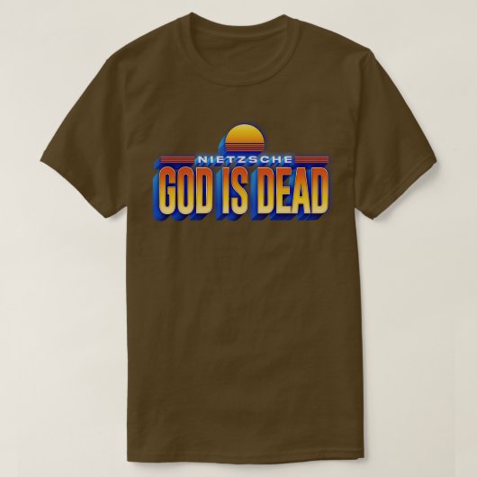 神は死んだレトロスタイルニーチェ引用文 Tシャツ (デザイン正面)