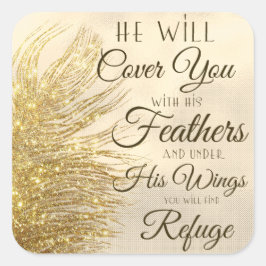 神は汝の羽毛を覆う スクエアシール