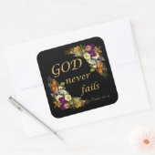 神は決して失敗しない – 女性のキリスト教信仰の聖書 スクエアシール (封筒)