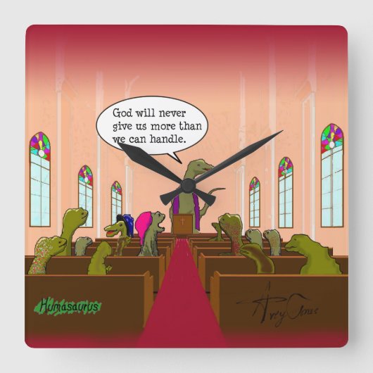 神は決して私達が扱ってもいいより私達をもっと与えません スクエア壁時計 (正面)