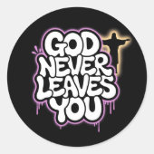 神は決して離れあなたを決して – 黒 ラウンドシール (正面)