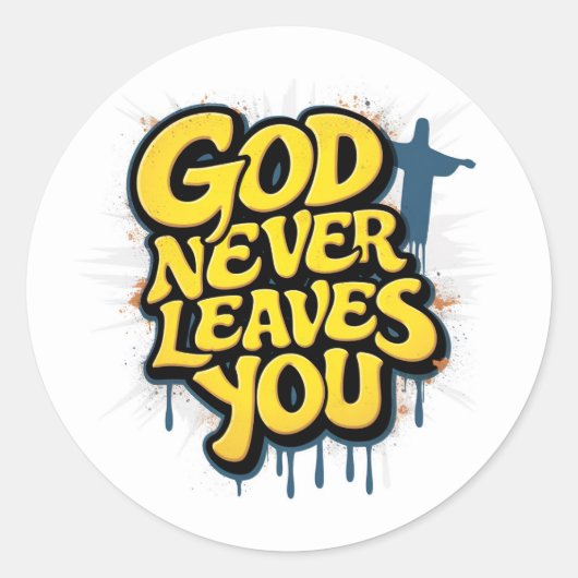 神は決して離れあなた – 白 ラウンドシール (正面)