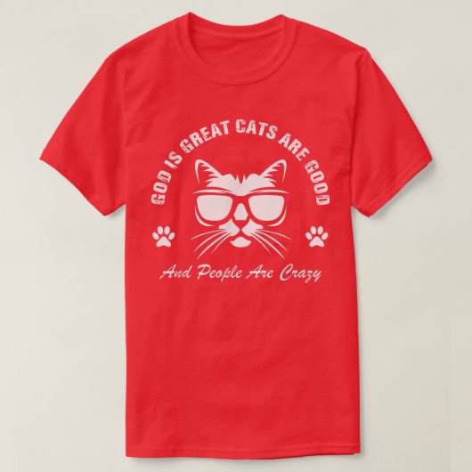 神は猫素晴らしであり、人は人である熱狂する Tシャツ (デザイン正面)