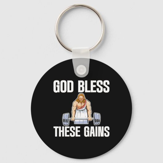 神は祝福これらのゲイン筋肉ボディビル------- キーホルダー (正面)