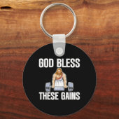 神は祝福これらのゲイン筋肉ボディビル------- キーホルダー (正面)