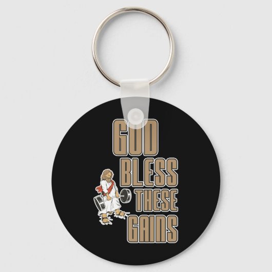 神は祝福これらのゲイン筋肉ボディビル----- キーホルダー (正面)