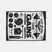 神は祝福これらのゲイン筋肉ボディビル-------- フリースブランケット (正面(横))