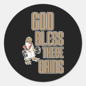 神は祝福これらのゲイン筋肉ボディビル----- ラウンドシール (正面)