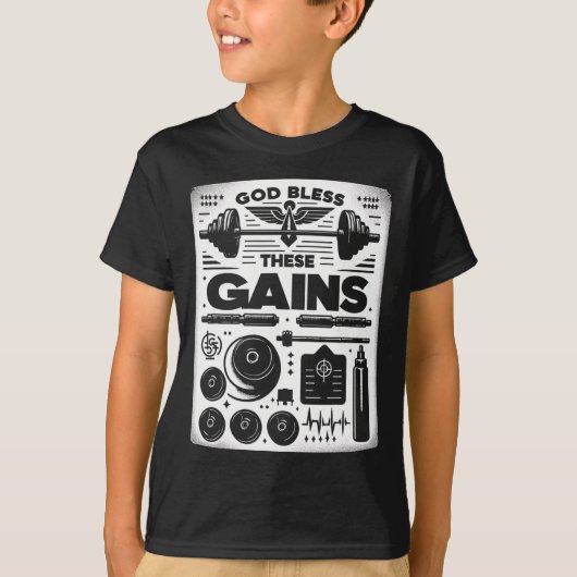 神は祝福これらのゲイン筋肉ボディビル-------- Tシャツ (正面)