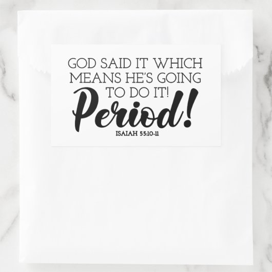 神は神の約束を主張する聖書の詩の芸術を言った 長方形シール (バッグ)