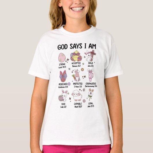 神は私がキリスト教の復活祭のかわいいと言う Tシャツ (正面)