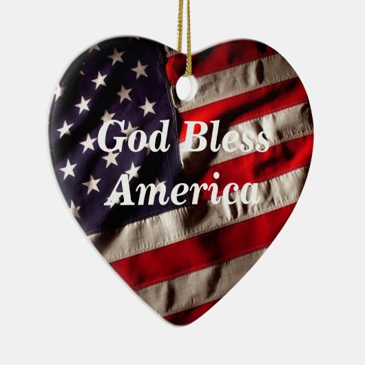 神は私が旗を愛することアメリカの土地を賛美します セラミックオーナメント (右)