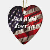 神は私が旗を愛することアメリカの土地を賛美します セラミックオーナメント (左)