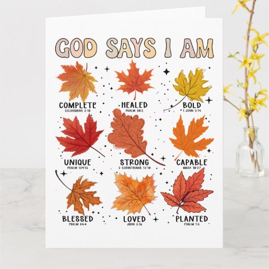 神は私が秋収穫感謝の感謝であると言う カード (黄色い花)