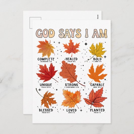 神は私が秋収穫感謝の感謝であると言う シーズンポストカード (正面/裏面)