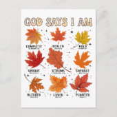 神は私が秋収穫感謝の感謝であると言う シーズンポストカード (正面)