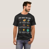神は私が科学の生物学であると言う先生聖句 Tシャツ (正面フル)