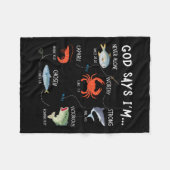 神は私が魚釣りと言う フリースブランケット (正面(横))