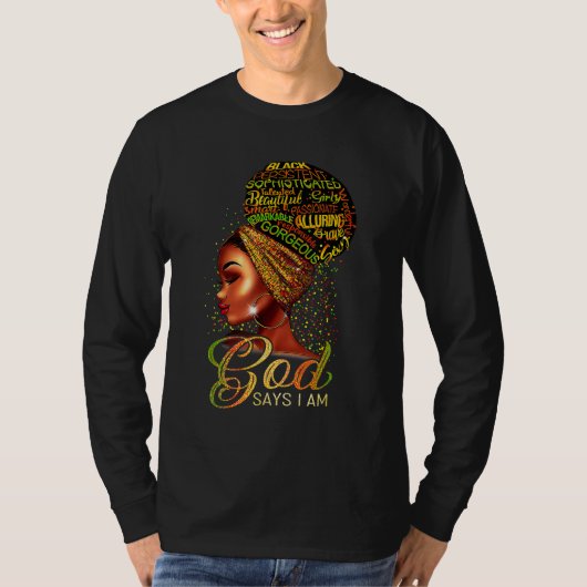 神は私が黒人のアフリカ系プライドのアメリカ人の歴史だと言う Tシャツ (正面)