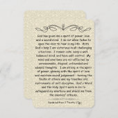 「神は私たちに恐怖の霊ではなく、力と愛と自制の霊を賜わった」- テモテへの第二の手紙 1:7 (正面/裏面)