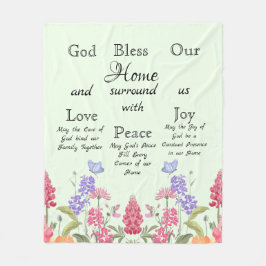 神は私たちのホームグリーンフローラ野花を祝福 フリースブランケット