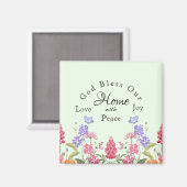 神は私たちのホームグリーンフローラ野花を祝福 マグネット (正面/裏面)