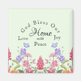 神は私たちのホームグリーンフローラ野花を祝福 マグネット