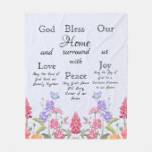 神は私たちのホームブルーフローラ野花を祝福 フリースブランケット (正面)