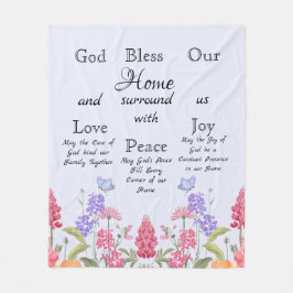 神は私たちのホームブルーフローラ野花を祝福 フリースブランケット