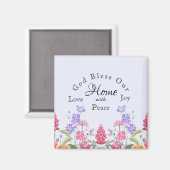 神は私たちのホームブルーフローラ野花を祝福 マグネット (正面/裏面)