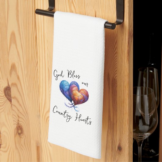 神は私たちの国のハート キッチンタオル
