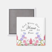 神は私たちの家の白いフローラ野花を祝福 マグネット (正面/裏面)