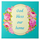 神は私たちの家の陶芸瓦を祝福 タイル (正面)
