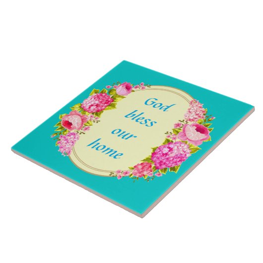 神は私たちの家の陶芸瓦を祝福 タイル (側面)