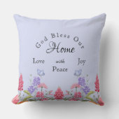 神は私たちの家の青い野花の苗字を祝福 クッション (正面)
