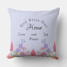 神は私たちの家の青い野花の苗字を祝福 クッション