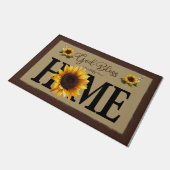 神は私たちの家を祝福し、かわいいヒマワリ ドアマット (アングル)