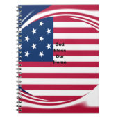 神は私たちの家を祝福:アメリカ国旗の渦巻きアート ノートブック (正面)