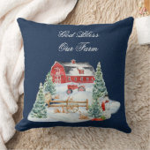 神は私たちの農場クリスマスファームシーンを祝福 クッション (ブランケット)