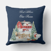 神は私たちの農場クリスマスファームシーンを祝福 クッション (裏面)