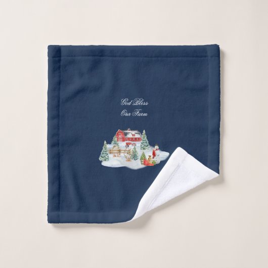 神は私たちの農場クリスマスファームシーンを祝福 バスタオルセット (ウォッシュタオル)